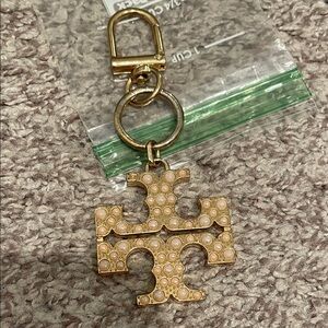 Tory Burch gold and pink Pearl Key Fob/Handbag charm